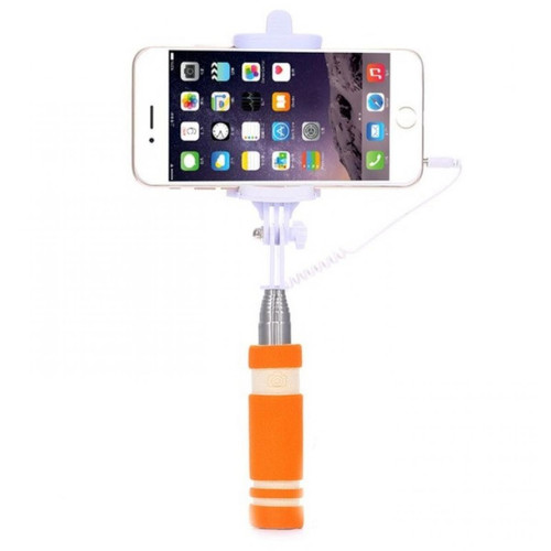 Shot - Mini Perche Selfie pour ALCATEL 1 2019 Smartphone avec Cable Jack Selfie Stick Android IOS Reglable Bouton Photo (ORANGE) Shot  - Autres accessoires smartphone
