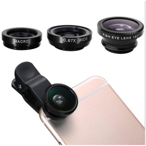 Shot - Objectif Pince 3 en 1 pour WIKO View 4 Lite Smartphone Macro Fisheye Grand Angle Metal Pochette Demontable Shot  - Accessoire Smartphone