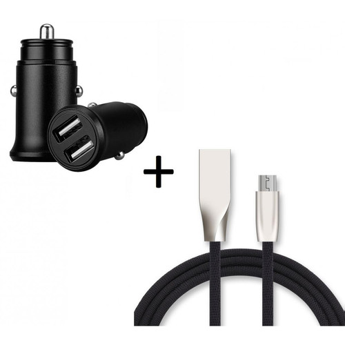 Shot - Pack Chargeur Micro USB pour XIAOMI Redmi 7A (Cable Fast Charge + Mini Double Prise Allume Cigare USB) Android (NOIR) Shot  - Shot