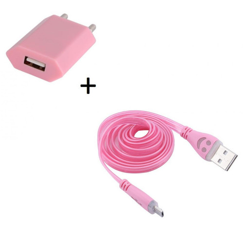 Shot - Pack Chargeur pour "IPHONE 12 Pro" Lightning (Cable Smiley LED + Prise Secteur USB)(ROSE PALE) Shot  - Chargeur secteur téléphone