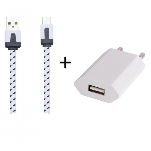 Shot - Pack Chargeur pour "OPPO Find X2 Lite" Smartphone Type C (Cable Noodle 1m Chargeur + Prise Secteur USB) Murale Android (BLANC) Shot  - Accessoires et consommables