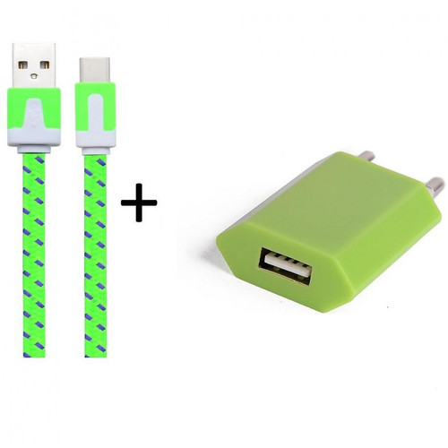 Shot - Pack Chargeur pour SAMSUNG Galaxy XCover Pro Smartphone Type C (Cable Noodle 1m Chargeur + Prise Secteur USB) Murale Android (VERT) Shot  - Samsung xcover
