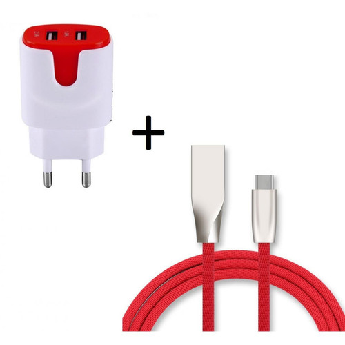 Shot - Pack Chargeur Type C pour SAMSUNG Galaxy Book (Cable Fast Charge + Double Prise Secteur Couleur USB) Android (ROUGE) Shot  - Accessoire Smartphone