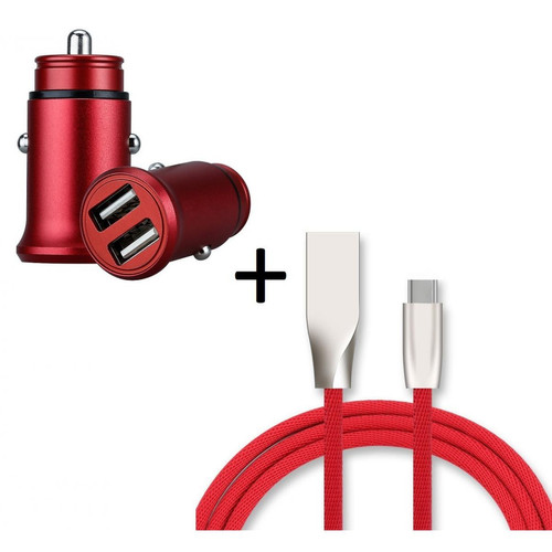 Shot - Pack Chargeur Type C pour "SAMSUNG Galaxy Note 20 Ultra" (Cable Fast Charge + Mini Double Prise Allume Cigare USB) Android (ROUGE) Shot - Shot