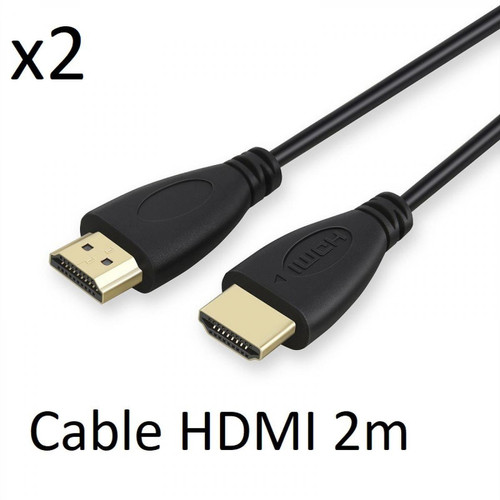 Shot - Pack de 2 Cables HDMI Male 2m pour Mac et PC Gold 3D FULL HD 4K Television Ecran 1080p (NOIR) Shot  - Cable ecran mac