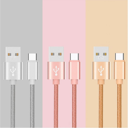 Shot Pack de 2 Cables Metal Nylon Type C pour MICROSOFT Surface Go Smartphone Android Chargeur (OR)