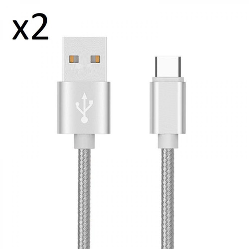 Shot - Pack de 2 Cables Metal Nylon Type C pour MICROSOFT Surface Pro 7 Smartphone Android Chargeur (ARGENT) Shot  - Microsoft telephone