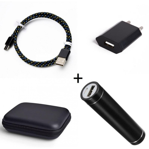 Shot - Pack pour OPPO Reno Z (Cable Chargeur Type C Tresse 3m + Pochette + Batterie + Prise Secteur) Android (NOIR) Shot  - Accessoire Smartphone