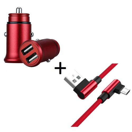 Shot - Pack pour WIKO Y80 Smartphone Micro USB (Cable 90 Fast Charge + Mini Double Prise Allume Cigare) (ROUGE) Shot  - Shot