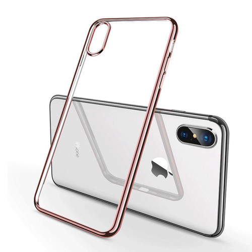 Shot - Pack Protection pour IPHONE Xr APPLE (Coque Chrome Silicone + Film Verre Trempe) (ROSE) Shot  - Shot
