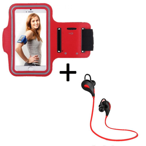 Shot - Pack Sport pour "SAMSUNG Galaxy A41" Smartphone (Ecouteurs Bluetooth Sport + Brassard) Courir T6 (ROUGE) Shot  - Accessoire Smartphone