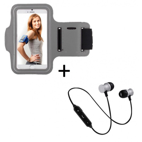 Shot - Pack Sport pour SONY Xperia 10 II Smartphone (Ecouteurs Bluetooth Metal + Brassard) Courir T7 (ARGENT) Shot  - Coque, étui smartphone