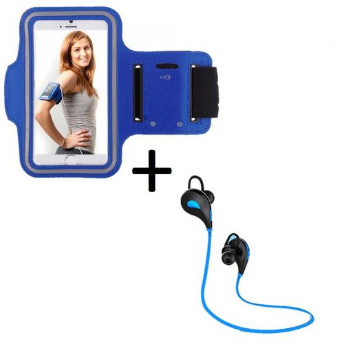 Shot - Pack Sport pour XIAOMI Redmi Note 7 Smartphone (Ecouteurs Bluetooth Sport + Brassard) Courir T8 (BLEU) Shot  - Accessoire Smartphone