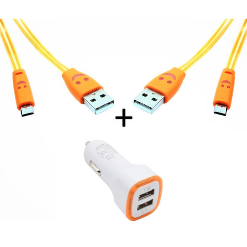 Shot - Pack Voiture pour Enceinte Bose SoundLink Micro Smartphone Micro USB (2 Cables Smiley + Double Adaptateur LED Allume Cigare) (ORANGE) Shot  - Support et Bras