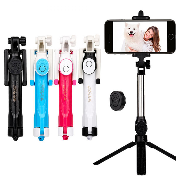 Shot Perche Selfie avec Trepied pour IPHONE 11 Pro Max Smartphone Bluetooth Sans Fil Selfie Stick IOS Reglable Telecommande Photo (ROSE)