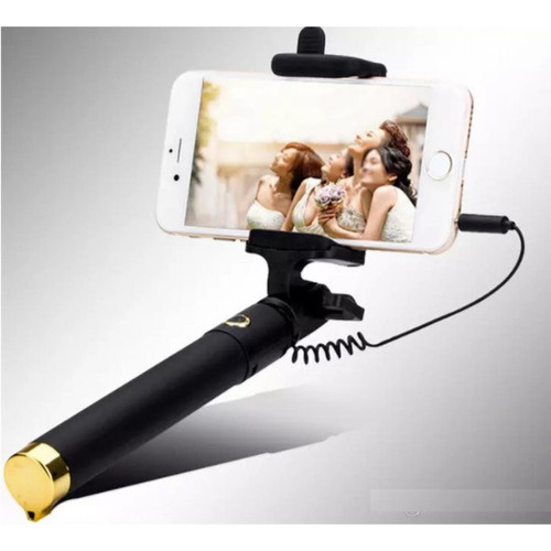 Shot - Perche Selfie Metal pour SAMSUNG Galaxy A71 Smartphone avec Cable Jack Selfie Stick Android IOS Reglable Bouton Photo (OR) Shot  - Autres accessoires smartphone