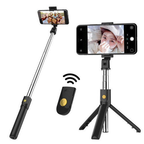 Autres accessoires smartphone Shot Selfie Stick Metal avec Trepied pour HUAWEI P40 Lite Smartphone Perche Telecommande Sans Fil Bluetooth Photo (NOIR)