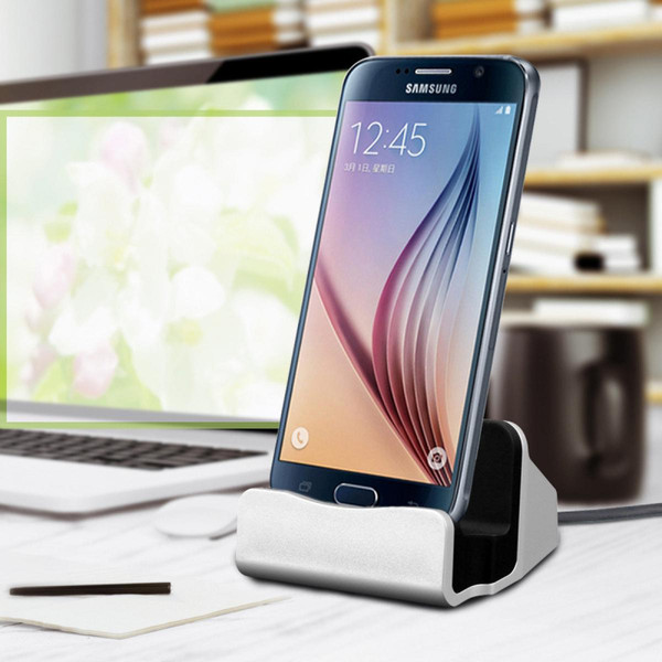 Station d'accueil smartphone Shot Station d'Accueil de Chargement pour SAMSUNG Galaxy A5 2016 Smartphone Micro USB Support Chargeur Bureau (ARGENT)