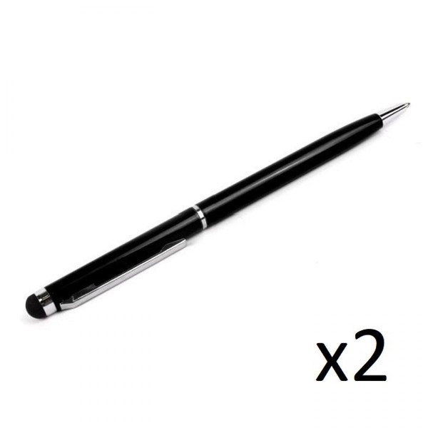 Stylet Shot Stylet Stylo Metal x2 pour "XIAOMI Redmi 9A" Smartphone 2 en 1 Bille Elegant Tablette Ecrire (NOIR)