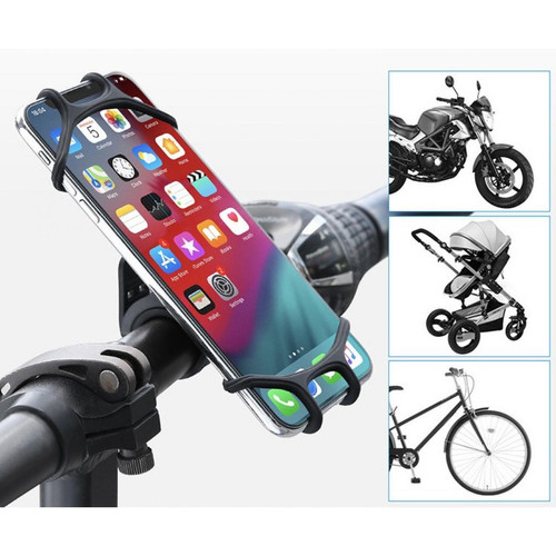 Shot - Support Velo Silicone pour IPHONE 12 Pro Max Guidon GPS Moto Poussette VTT Rotatif (NOIR) Shot  - Support iphone moto