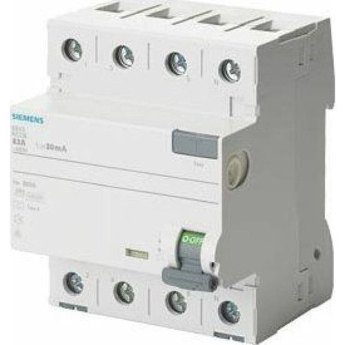 Siemens Siemens 5sv ? Interrupteur différentiel clase-a 4 pôles 63 A 100 mA 70 mm