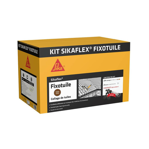 Colle & adhésif Sika Mastic-colle souple SIKA kit Sikaflex Fixotuile - Terre cuite - 24 recharges