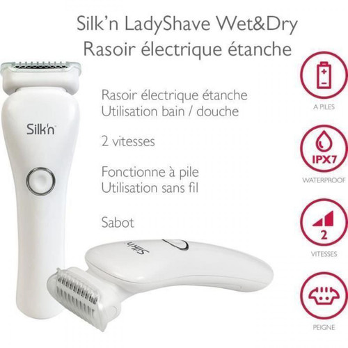 Rasoir électrique SILK'N LadyShave Wet&Dry rasoir féminin étanche tri zone Silk'n LSW1PE1001
