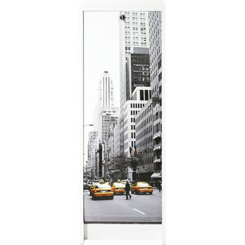 Simmob - Classeur à Rideau Blanc 5 Niches Serrure 37,8 x 103,8 x 38,4 cm - Coloris: Scene New York 504 Simmob  - Bureaux Simmob