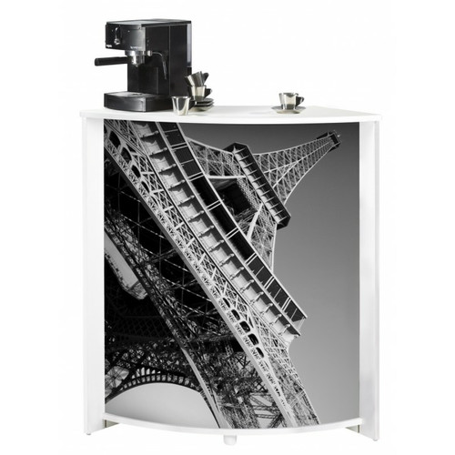 Simmob Meuble Comptoir Bar 96 cm Blanc 3 Niches - Coloris: Tour Eiffel 750 751