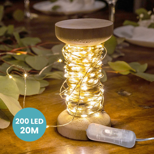 Guirlandes lumineuses Skylantern Guirlande Micro-Led Argentée 20 m avec Bobine 200 LEDs
