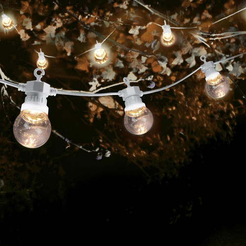 Skylantern - Guirlande Guinguette 10M Fil Blanc Bulbes Transparent avec Prise - éclairage extérieur sans fil Eclairage extérieur de jardin