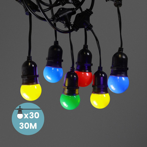 Skylantern - Guirlande Guinguette Pendante Ampoules Remplaçables Multicolore 30 m - Eclairage extérieur de jardin
