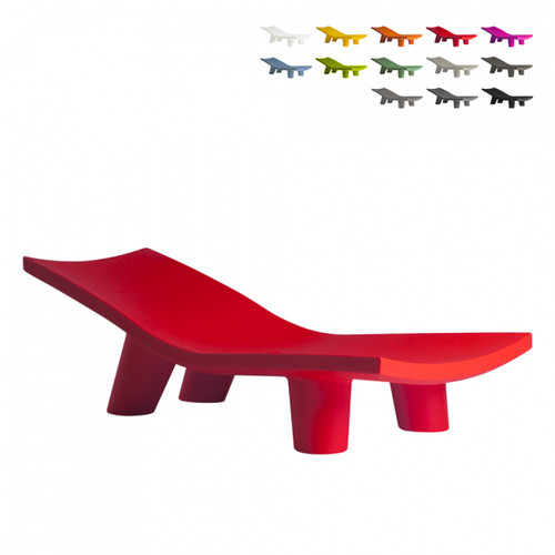 Transats, chaises longues Slide Transat Design Moderne En Polyéthylène Jardin Piscine Slide Low Lita Lounge, Couleur: Rouge