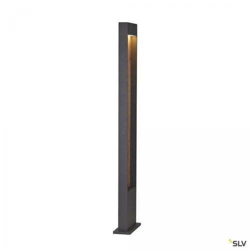 Slv Borne extérieur SLV FLATT 100 anthracite/imitation bois avec LED intégrée pour éclairage extérieur, Hauteur 100 cm