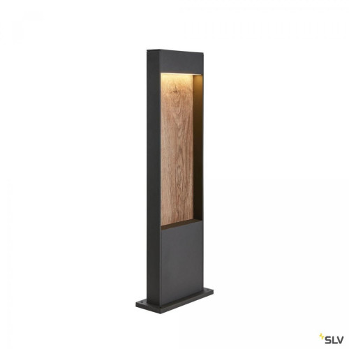 Slv - Borne extérieur SLV FLATT 65 anthracite/imitation bois avec LED intégrée pour éclairage extérieur, Hauteur 65 cm - Borne, potelet