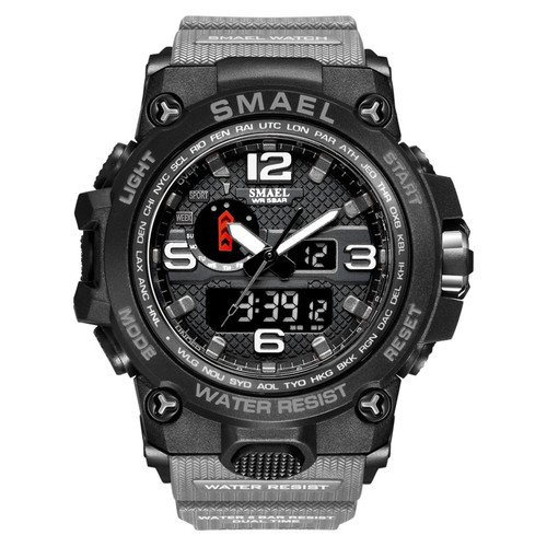 Montre connectée SMAEL SMAE 1545 Sports Cube personnalisé Cube multifonctionnel Dual-Double Modèle Watch Match Men's Watch 50 -Mètre Imperpose / citron / alarme / Wet / Week / Date et autres multi-fonctions noir et gris noir et gris