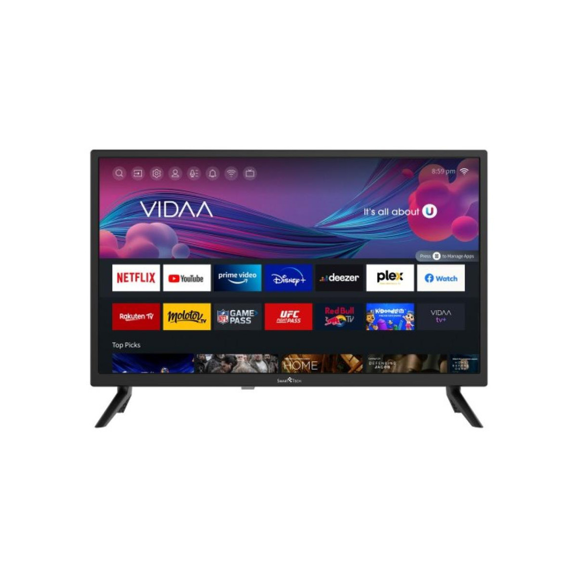 TV 32'' et moins Smart Tech Smart Tech TV LED HD - 24" HD (60cm) 24HV10T1- Smart TV Vidaa - 3xHDMI - 2xUSB - Wifi - Mode Hotel