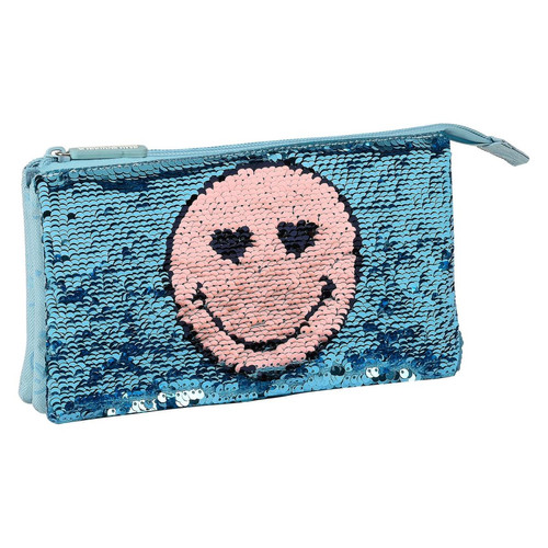 Accessoires Bureau Smiley Trousse Fourre-Tout Triple Little Dreamer Smiley M744 Bleu clair (22 x 12 x 3 cm)