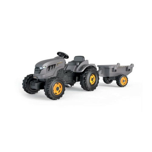 Smoby - SMOBY Tracteur a pédales Stronger XXL + Remorque - Gris Smoby  - Remorque tracteur