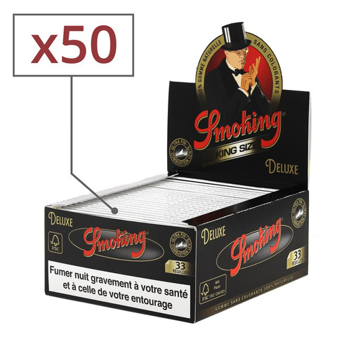Smoking - Box de 50 carnets de Feuilles Slim Smoking Black Deluxe Smoking  - Smoking