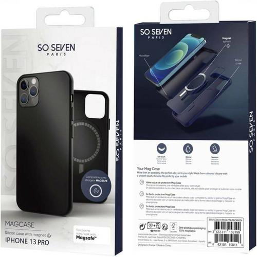 Coque, étui smartphone So Seven Coque pour iPhone 13 Pro Max MAG CASE SILICONE Noir