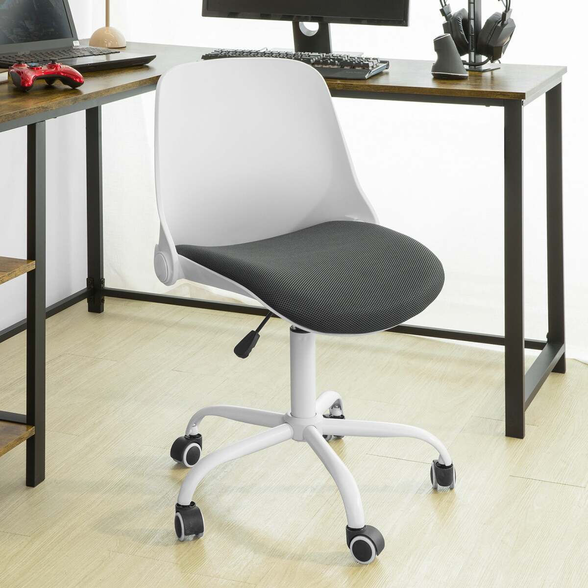 sobuy sobuy fst87-w chaise de bureau ergonomique dossier pliant fauteuil pivotant chaise pour ordinateur