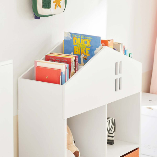 Bibliothèques, vitrines SoBuy KMB49-W Meuble de Rangement pour Livres et Jouets pour Enfant, Mini Bibliothèque en Forme de Maison