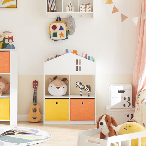 Sobuy - SoBuy® KMB49-W Meuble de Rangement pour Livres et Jouets pour Enfant, Mini Bibliothèque en Forme de Maison - Chambre bébé