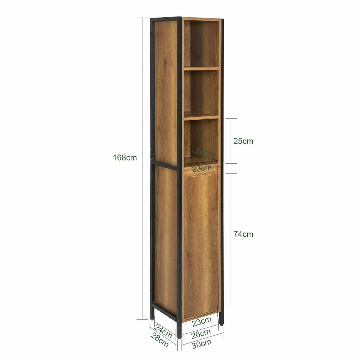 sobuy sobuy bzr62-pf meuble colonne de salle de bain, armoire haute et étroite placard de rangement avec 3 niches, 1 porte et 3 etagères intérieurs  marron