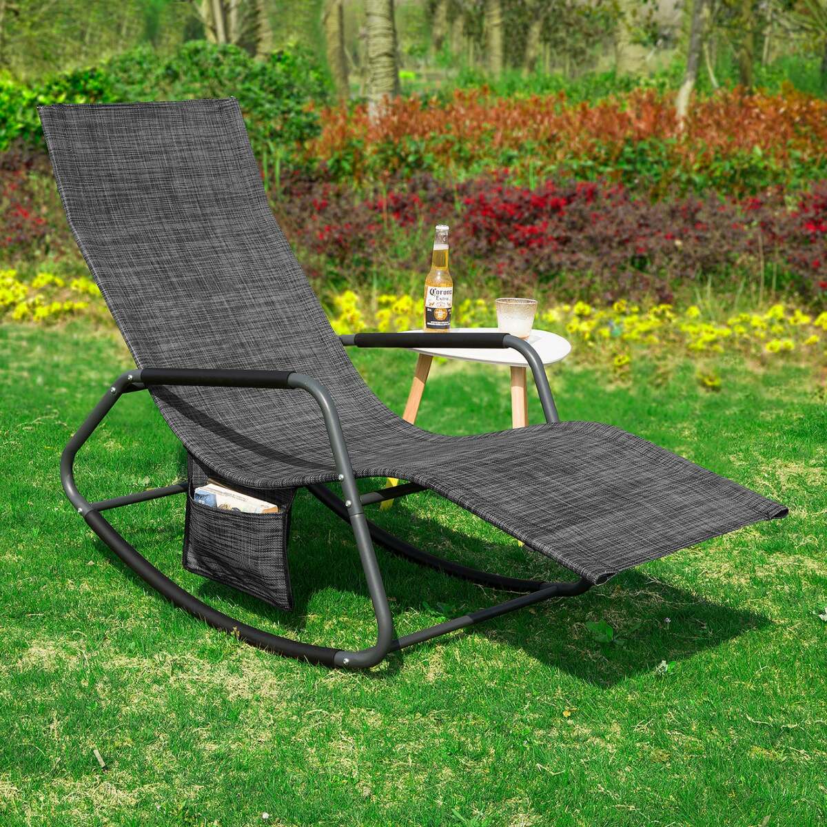 sobuy ogs47-ms fauteuil à bascule transat de relaxation chaise longue bain de soleil rocking chair