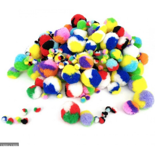 Sodertex - pack 200 pompons tricolores tailles et coloris assortis Sodertex  - ASD