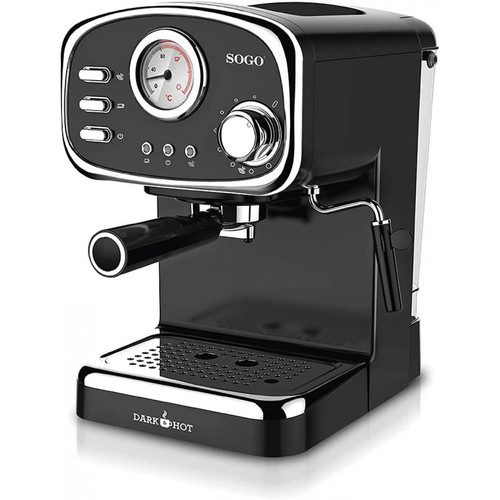 Sogo - machine à expresso semi-automatique avec bec vapeur et pompe à pression 15 bar 1100W Noir - Machine à café automatique