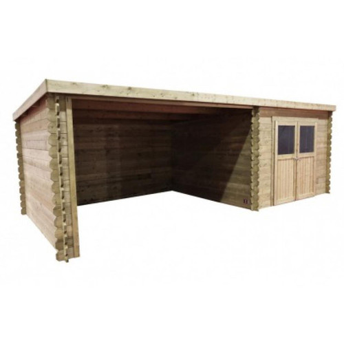Solid - Solid Abri de jardin Rohan 19,82m² en bois traite autoclave 28mm avec terrasse couverte - Solid