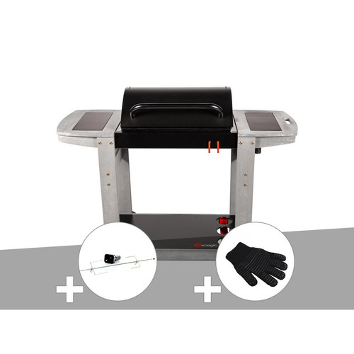 Somagic - Barbecue à charbon Indiana + Kit tournebroche + Gant Somagic  - Barbecue en kit